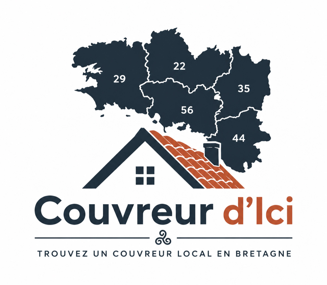 Carte des zones d'intervention Couvreur d'Ici — Bretagne et Loire-Atlantique (29, 22, 35, 56, 44)